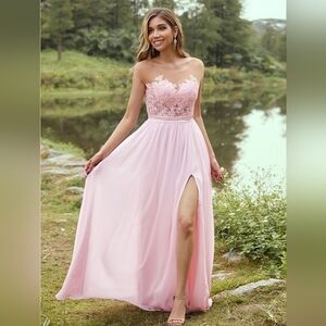Elegant Pink BRIDESMAID/ PROM A-Line Princess Chiffon Dress Size 10
